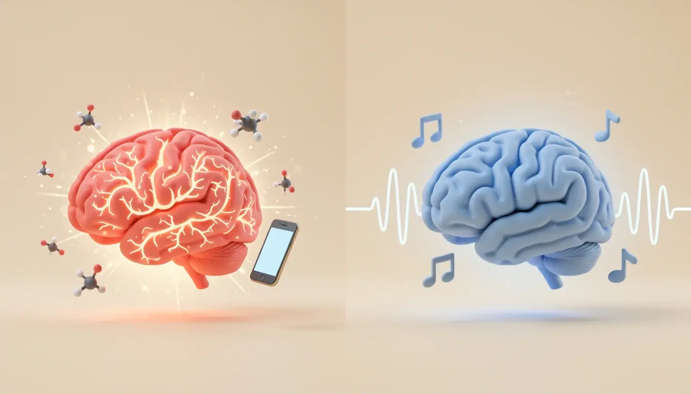 Brain activity comparison: screen viewing vs audio listening